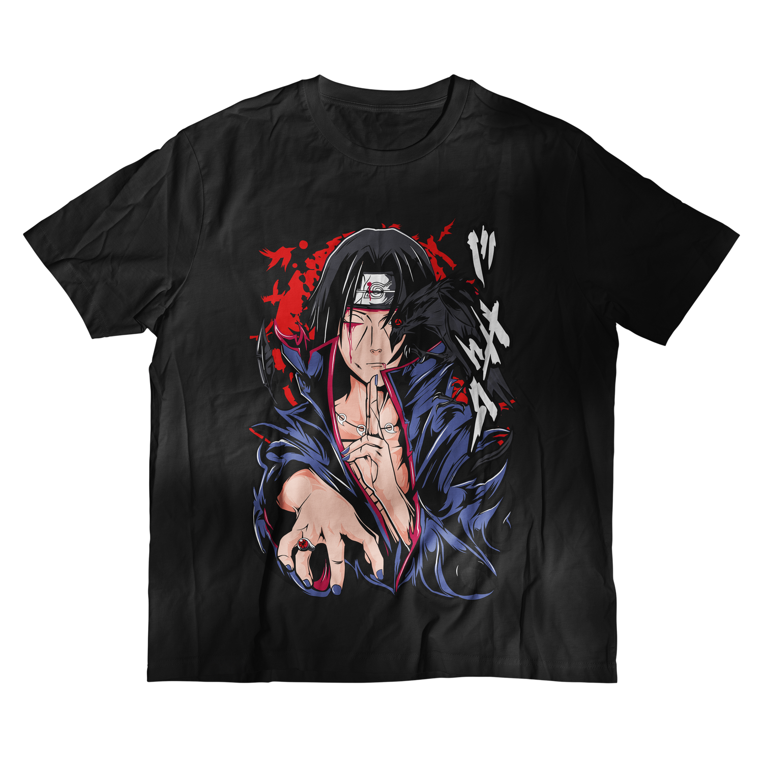 Black t-shirt with anime character design